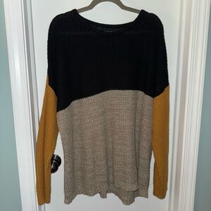Colorblock Sweater - Black, Beige, and Mustard